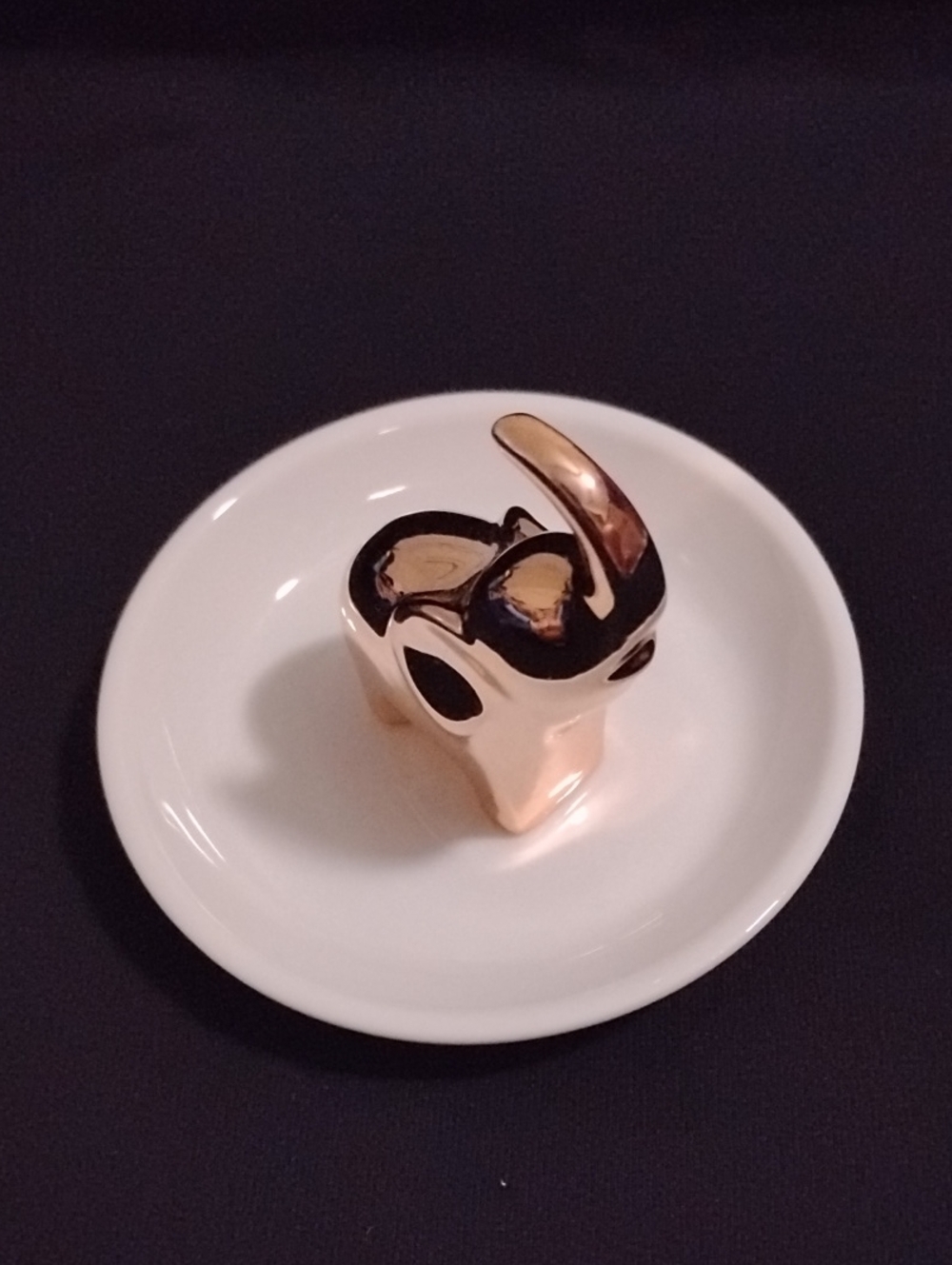 Gold Tone Elephant Ring Holder Dish New